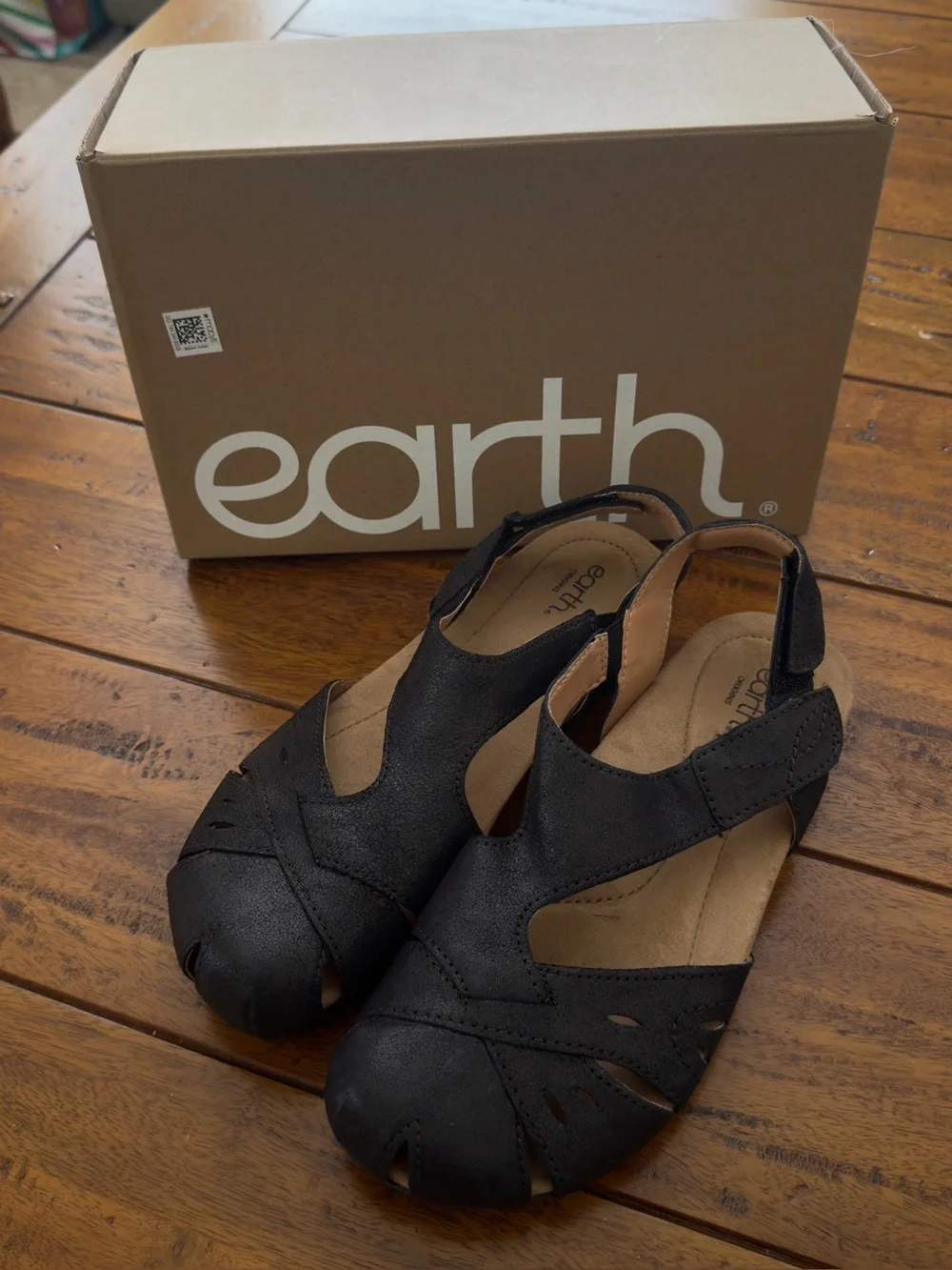 Earth Origins Birdine Leather Slingback Sandals Dark Brown Size 7 NIB